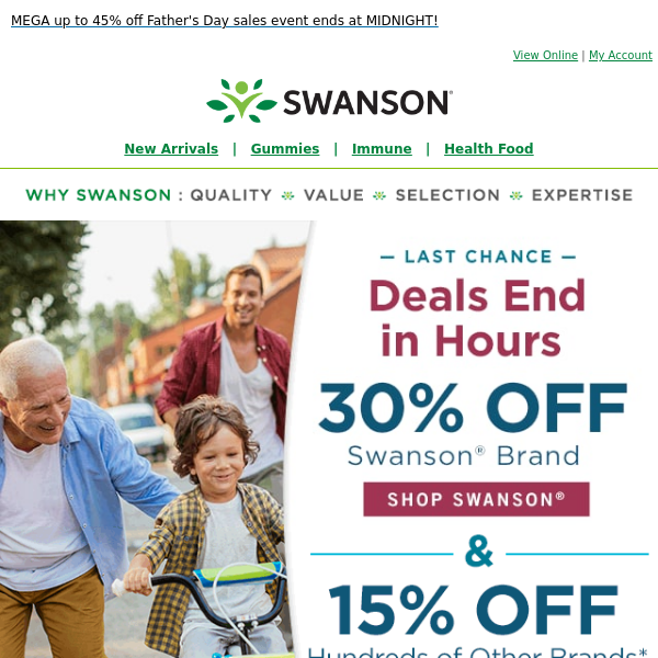 Shop NOW to save 30% on your Swanson® faves + 15% on other brands