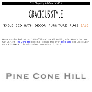 New introductions from 25% off Pine Cone Hill Bedding | Gracious Style