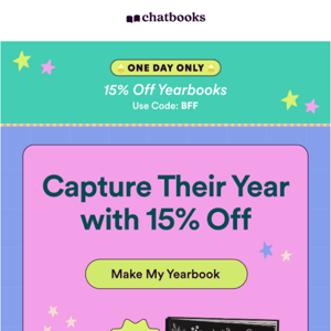 Here's 15% Off to Celebrate School Ending