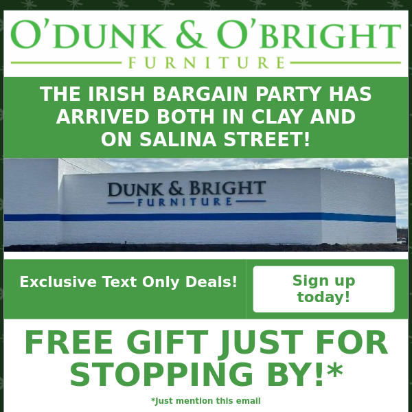 HI! THE IRISH BARGAIN PARTY HAS BEGUN