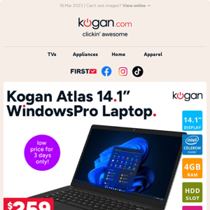 💻 Kogan 14.1" Laptop with Windows 11 Pro $259 (Rising to $359 on Tuesday!)