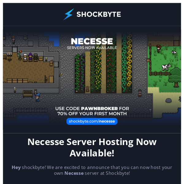 Necesse Servers Now Available - Get 70% Off 🏠