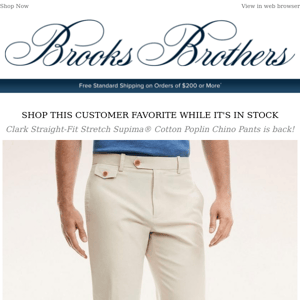 Available again: Clark Straight-Fit Stretch Supima® Cotton Poplin Chino Pants