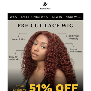 Pre-Cut Lace Wig, Easy at home install
