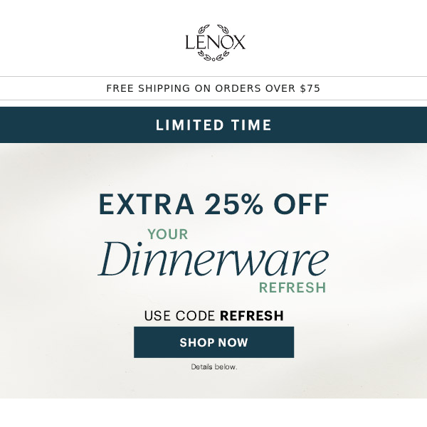 Limited Time: 25% Off Dinnerware