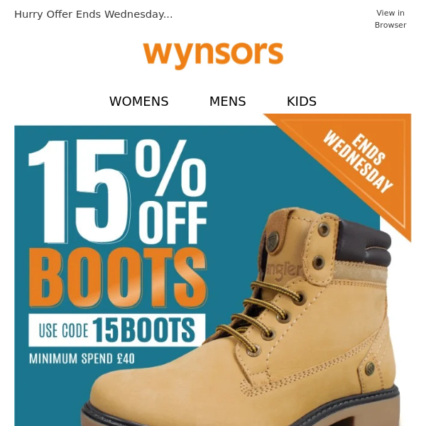 15% Off Boots - For A Limited Time Only!
