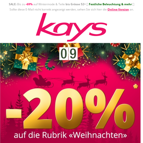 20% auf die Rubrik Weihnachten! ☆ Türchen #9 - Kays