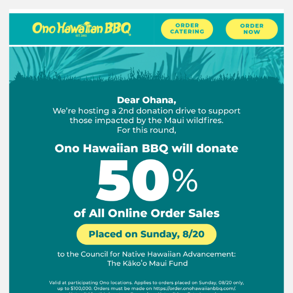 Sunday 8/20: Sending more Aloha to help those impacted by Maui wildfires! 🌺