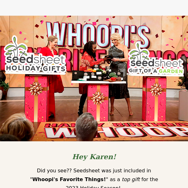 Seedsheet Featured in Whoopi's Favorite Things 🎥🎁 Seedsheet