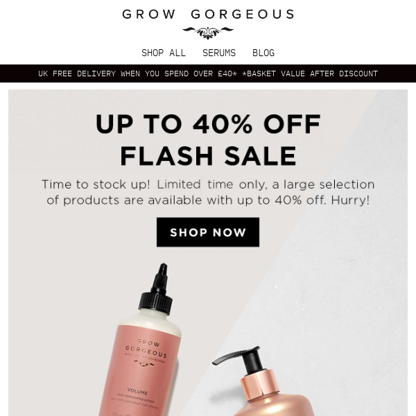 FLASH SALE: save up to 40% off your faves 🤩