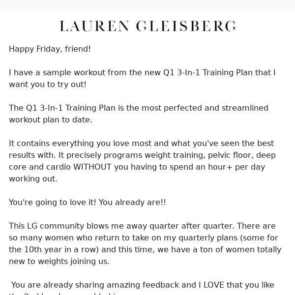 Freebie Workout from the new Q1 3-in- 1 Training Plan!