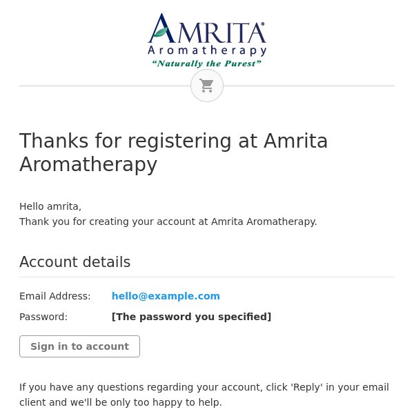 Thanks for registering at Amrita Aromatherapy