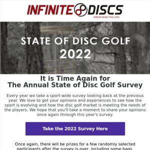 State of Disc Golf Survey 2022 - Please Take  Moment to Share Your Thoughts