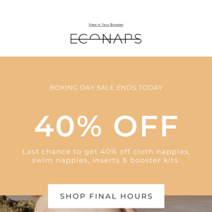 Ends Today: 40% Off Boxing Day Sale ⚡