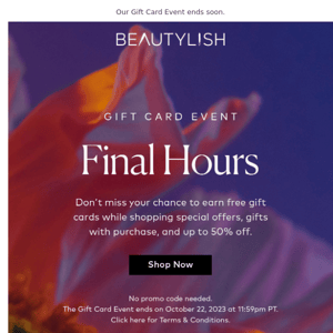 ⚠️Final hours—$20 Beautylish gift cards 