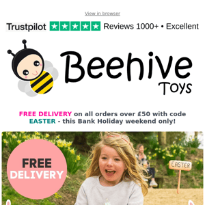 FREE DELIVERY on all orders over £50 with code EASTER this Bank Holiday weekend only