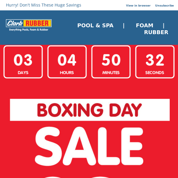 🚨 Don't Miss These Huge Boxing Day Savings! 20% off mattresses, toppers, portable pools, pool products & more