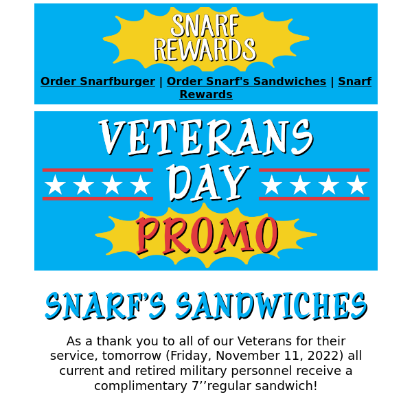 Free meal for our Veterans!