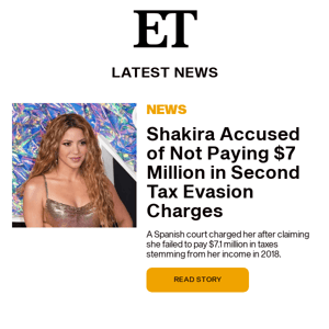 News: Shakira accused of not paying $7 million in second tax evasion charges