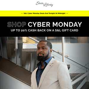 Ends At Midnight: Cyber Monday Up To 20% Back