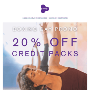 Triyoga, 20% off credit packs ends today💜