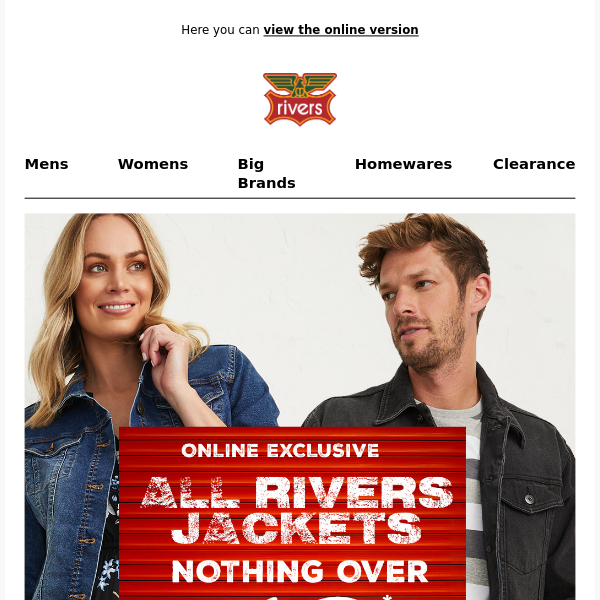 All Rivers Jackets Now $19 Online*