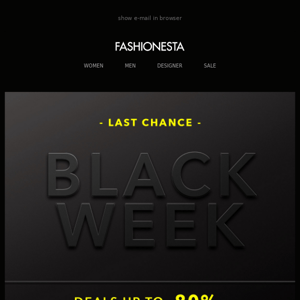 Last chance: Black Friday Weekend Deals up to -80%