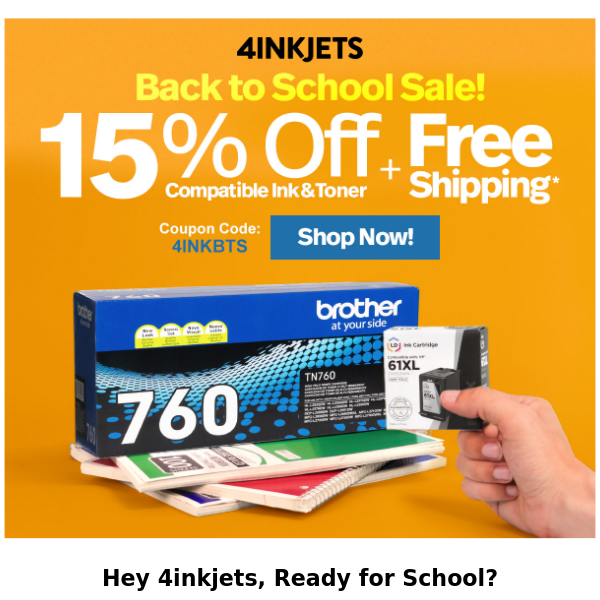 Enjoy Free Shipping On Ink Supplies for Back to School Season - 4inkjets
