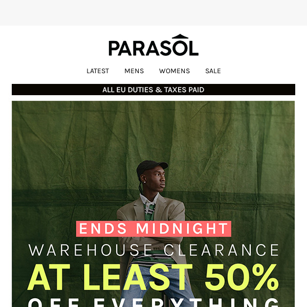 Ends Midnight | Warehouse Clearance | At Least 50% Off Everything
