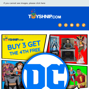 DC Collectables Sale - Buy 3 Get the 4th FREE