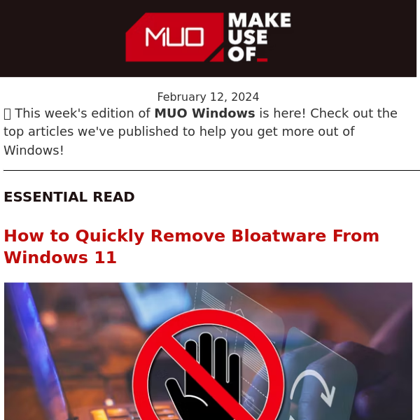 MUO Windows 👉 Declutter Your Windows 11: The Fast Track to Bloatware-Free Bliss