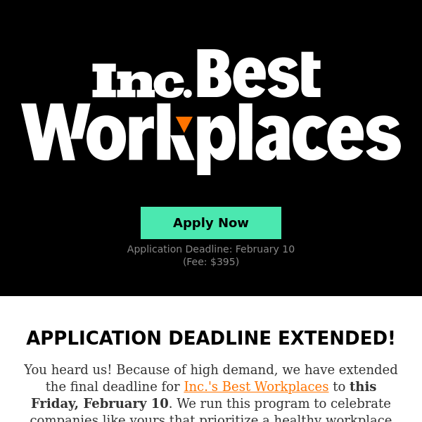Final Deadline Extended! Apply by Friday, Feb. 10.