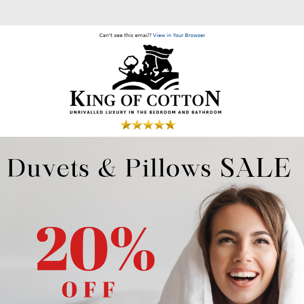 20% OFF -  Hotel Quality Pillows & Duvets