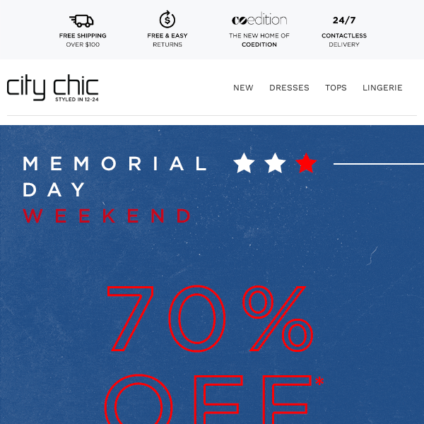 Early Access: Memorial Day Weekend 70% Off* Selected Dresses