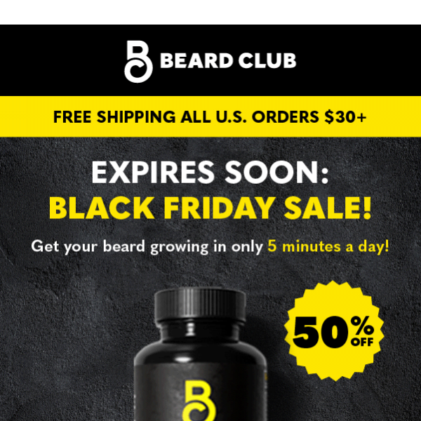 Expires soon: 50% off 5-minute beard growth