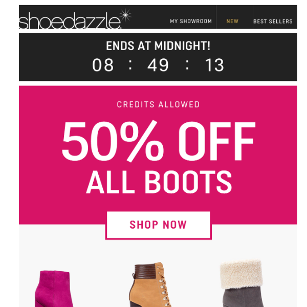 50% Off All Boots: FINAL HOURS!