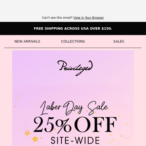 25% Off Sitewide - Start September Right!