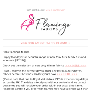 Flamingo Fabrics NEW Winter fabrics have arrived 👀😍