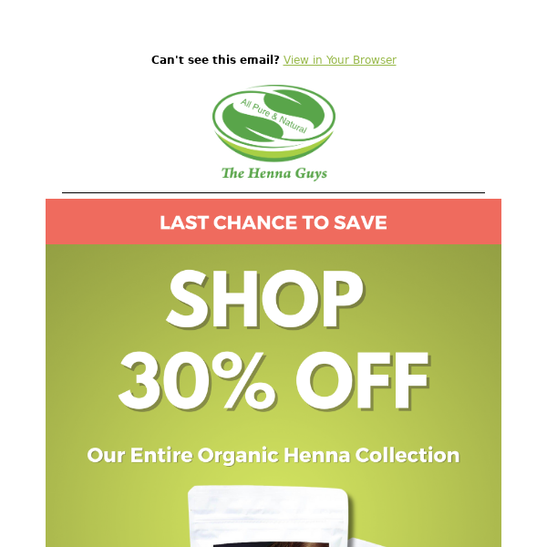 Last Day - Organic Henna 30% Off!