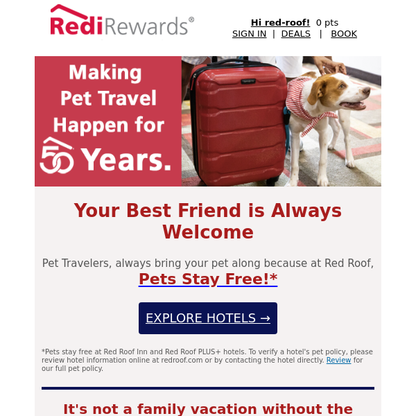 Hey Red Roof, did you know Pets Stay Free?