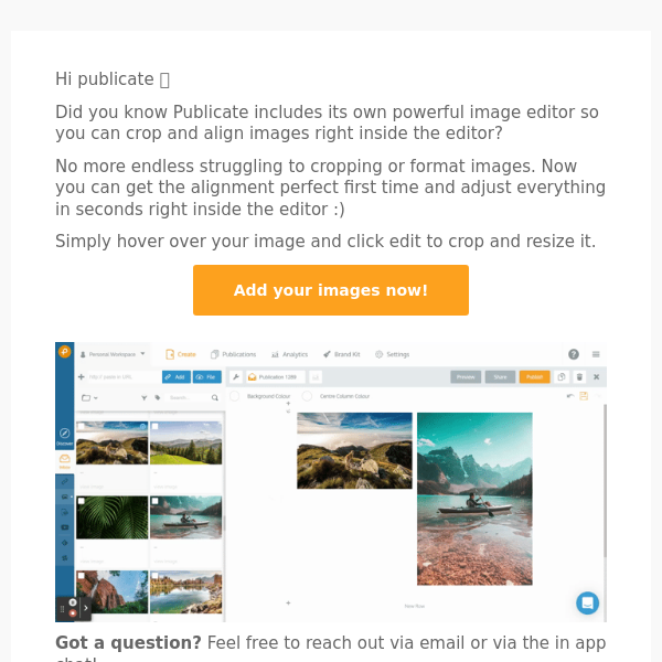 Crop and align images inside your newsletter!