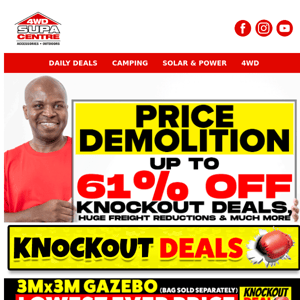 🛑 Price Demolition - Up To 61% Off - Knockout Deals, Huge Freight Reductions And Much More!