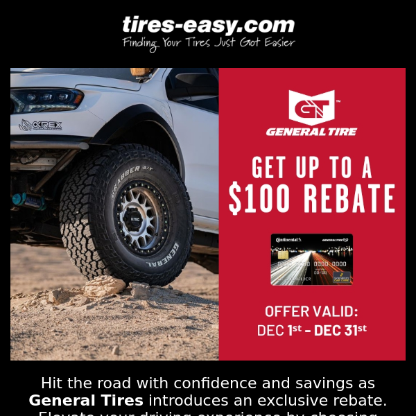 Rev Up Your Savings: General Tires Rebate Now Live!