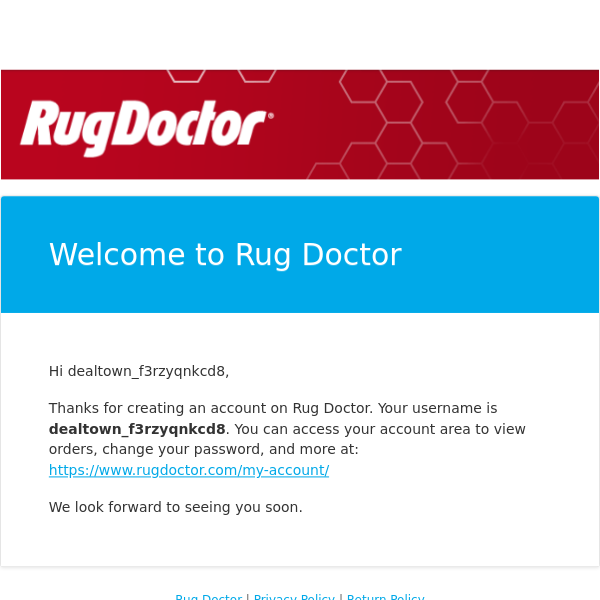 Your Rug Doctor account has been created!