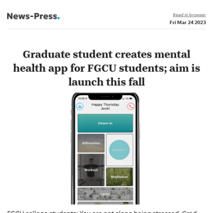 News alert: Graduate student creates mental health app for FGCU students; aims to launch this fall