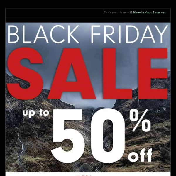 BLACK FRIDAY SALE: Up to 50% off Jackets, trousers, fleeces, shirts, jumpers & footwear