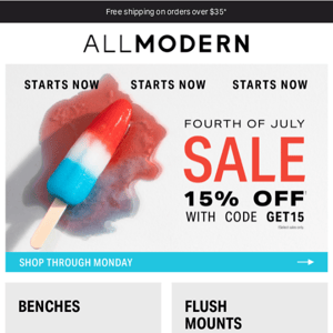 🔺 starts now 🔺 fourth of july bench sale 🔺