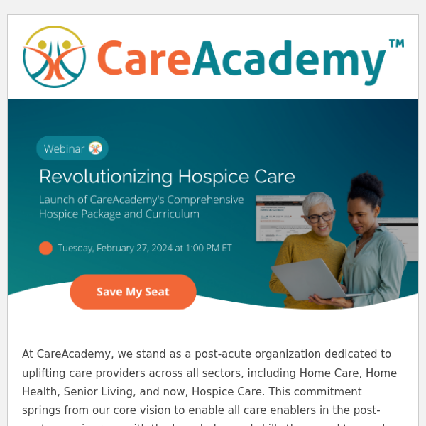 [Last Chance to Register] Tomorrow's Unveiling of Our Hospice Care Curriculum