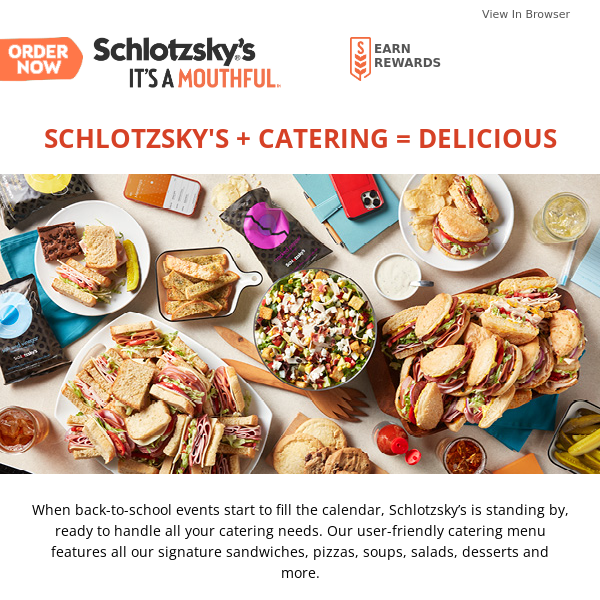 Schlotzsky's Catering is A+