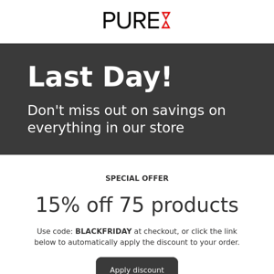 Last day to get 15% off at PURE GRIP SOCKS